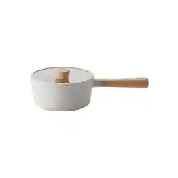NEOFLAM ,Fika,Non Stick,Saucepan 18cm,Wood Handle,Suitable for stove & Induction,Off White Sand
