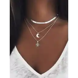 Layered Tree Moon Pendant Necklace