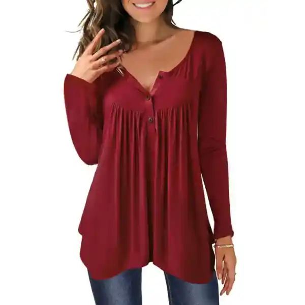 Half Button Asymmetric Solid Tee