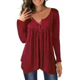 Half Button Asymmetric Solid Tee