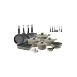 NEOFLAM ,POTE,Cooking Set of 25Pcs,Cast Aluminum,Nonstick Ecolon Coating,Warm Marble