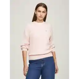 Tommy Hilfiger CO Cable Dames Sweater - Roze - Maat XL