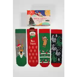 Katia & Bony Unisex 4'lü Paket Yılbaşı Kutulu Soket Çorap