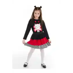 Denokids Cute Heart Girl's T-shirt Skirt Set