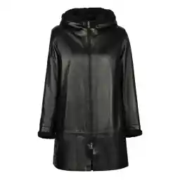 کت چرم زنانه چرم مشهد مدل b0481-001 رنگ مشکی