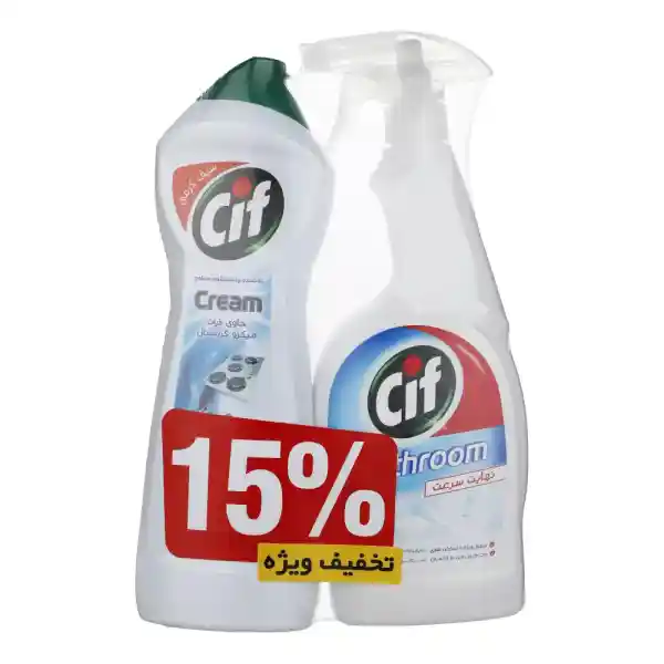 اسپری تمیز کننده سطوح حمام و دستشویی سیف وزن 750 گرم به همراه مایع کرمی پاک کننده چند منظوره سطوح سیف حجم 750 میلی لیتر