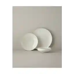 English Home Torino Porcelain 18 Piece Dinner Set - 6 Person with Silver Pit Plate