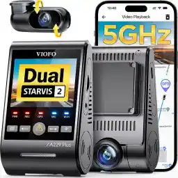 VIOFO A229 Plus 2K + 2K Dual STARVIS 2, HDR Front Rear Dashcam Car, Voice Control & 5GHz Wi-Fi WiFi Car Camera, Ultra Precise GPS, Super Night Vision 2.0, 2.4 Inch Large LCD, Voice Output, 512 GB Max