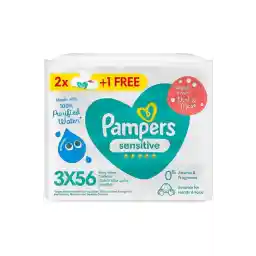 Pampers Sensitive Protect Baby Wipes, Zero Alcohol & Perfume, 2+1 Packs, 168 Wipe Count