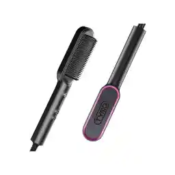 TYMO Hair Straightener Brush with Built-in Comb, Fast Heating & 5 Temp Settings, Matte Black