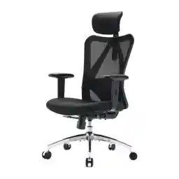 SIHOO M18 Ergonomic Office Chair for Big and Tall People Adjustable Headrest with 2D Armrest Lumbar Support and PU Wheels Swivel Tilt Function Computer Task for Home&Office(Black)