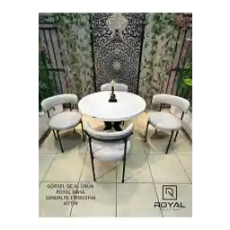 Royal 4 Kişilik Masa Sandalye Takımı Teddy