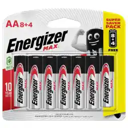 إنرجايزر ماكس AA بطاريات قلوية 1.5 فولط حزمة من 12