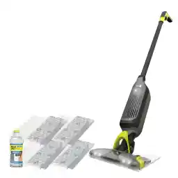 Shark VACMOP Cordless Hard Floor Cleaner, Vacuum and Spray Mop, Powerful Suction, Lightweight, LED Headlights, Includes 4 Disposable Pads, 12oz Multi-surface Cleaning Solution, Gray, VM252