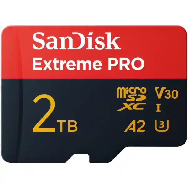 SanDisk Extreme PRO microSDXC UHS-I Memory Card 2TB + SD Adapter & RescuePRO Deluxe (for Smartphones, Action Cameras or Drones, Transmission up to 250 MB/s, 5K, 4K UHD, A2, Class 10, U3, V30)