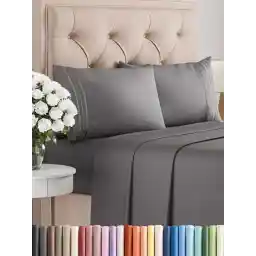 Queen Size 4 Piece Sheet Set - Comfy Breathable & Cooling Bed Sheets Set - Hotel Luxury Bedding for Women, Men, Kids, Teens, Boys & Girls - Deep Pockets, Soft and Wrinkle Free - Oeko-Tex - Dark Grey