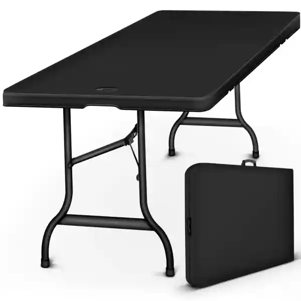 tillvex Tuintafel, inklapbaar, kunststof, 180 x 75 cm, buffettafel met draaggreep, klaptafel voor tuin, terras en balkon, campingtafel voor 6 personen