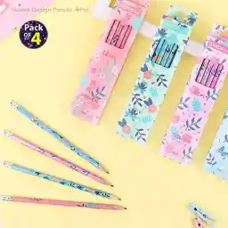 مداد مشکی طرح گل – بسته 4 عددی