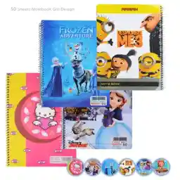 دفتر 50 برگ خط دار طلقی طرح کارتونی دخترانه