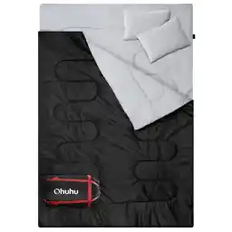 Sleeping Bag Outdoor Summer: Ohuhu Double Sleeping Bag with 2 Cushions and Carry Bag, Waterproof Lightweight 2 Person Adult Sleeping Bags for Camping, Backpacking, Hiking