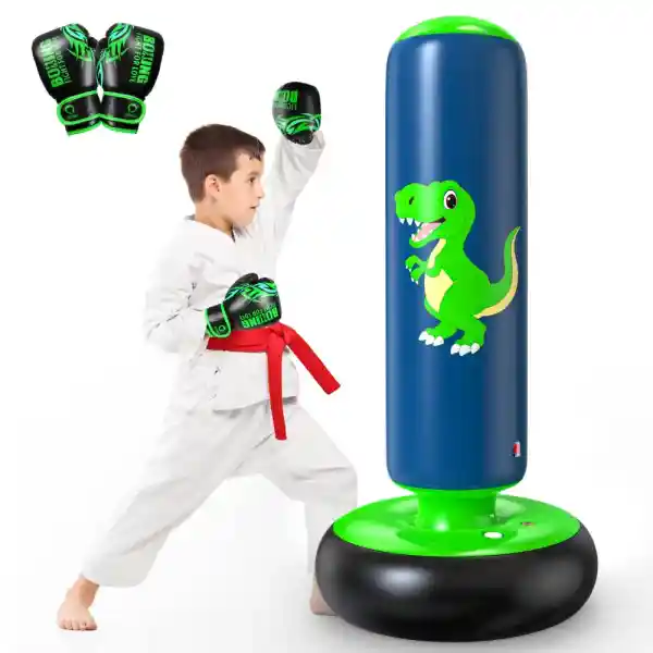 QPAU Bokszak voor kinderen, opblaasbare staande bokszak voor 3-8 kinderen, cadeaus voor jongens en meisjes, staande bokszak voor de praktijk karate, taekwondo, MMA
