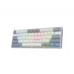 Redragon K617 Fizz 60% Wired RGB Gaming Keyboard, 61 Keys Compact Mechanical Keyboard w/White and Grey Color Keycaps, Linear Red Switch, Pro Driver/Software Supported