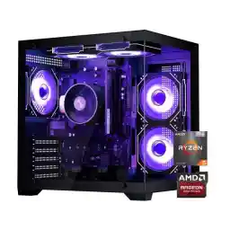 YAWYORE Gaming PC Desktop Computer,AMD Ryzen 5 5600GT,16GB RAM and 1TB M.2 NVMe PCle4.0,ARGB FAN,Wi-Fi+BT,Game Design Office console,Sea View Room,Prebuilt Gaming PC