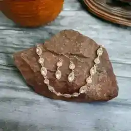 نیم ست زنانه استیل نگین دار مدل SH5000