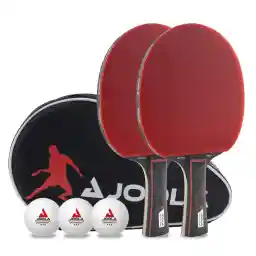 JOOLA Tafeltennisset Duo PRO 2 tafeltennisbatjes + 3 tafeltennisballen + tafeltennishoes, rood/zwart, 6-delig