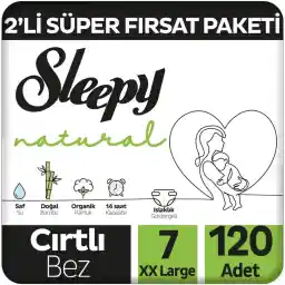 Sleepy Natural 2'li Fırsat Paketi Bebek Bezi 7 Numara Xxlarge 120 Adet