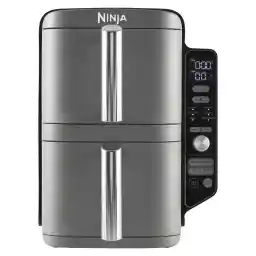 نينجا مقلاة هوائية مزدوجة التكديس كبيرة، SL400ME، رمادي، 9.5 لتر