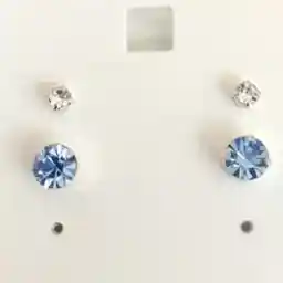 گوشواره میخی زنانه نگینی مدل TE1063 مجموعه دو عددی