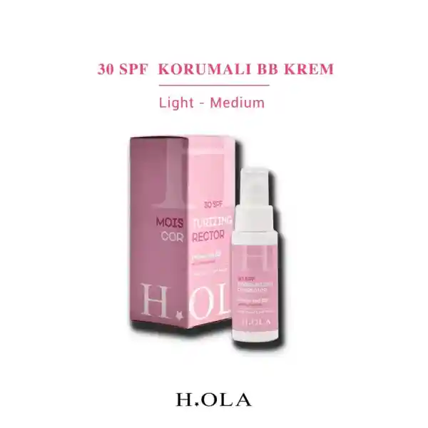 Hola BB KREM 30 SPF LIGHT-MEDIUM LEKE KARŞITI, PARLAK BİTİŞLİ TON EŞİTLEYİCİ