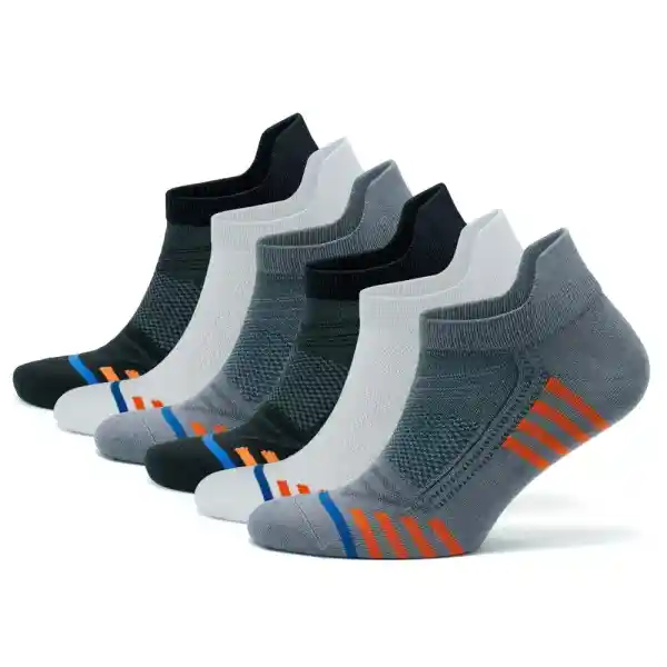 GoWith 3'lü-6'lı Bambu Renkli Spor Desenli Güçlendirilmiş Yıkamalı Kutulu Dikişsiz Koşu Yürüyüş Spor Performans Kısa Fit Patik Erkek Çorap