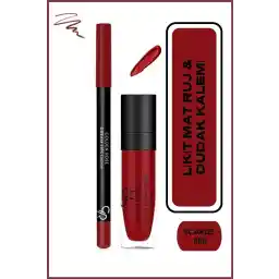 Golden Rose Matte Lip Kit - Scarlet Red - Liquid Matte Lipstick & Lip Liner - 8691190432942
