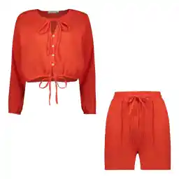 ست شومیز و شلوارک زنانه دیجی استایل اسنشیال مدل نیروانا رنگ نارنجی