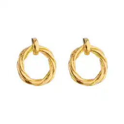 گوشواره طلا میخی 18 عیار زنانه پرسته مدل دایره پیچی کد WE693