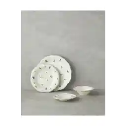 English Home طقم صحون إفطار Fiorellino من البورسلان لشخصين - بألوان الأخضر، والأصفر، والوردي، والأزرق