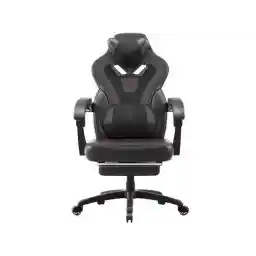 Dowinx Gaming Chair with Footrest, Ergonomic Massage Game Chair for Adults, Heavy-Duty PC Computer Chair with Massage Lumbar Support, Adjustable Recline and Storage Pouch For Home Office, Black