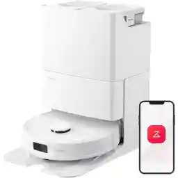 مكنسة وممسحة روبوتية كريفو اس من روبوروك، ذاتية التجفيف/غسيل تلقائي/ شفط 7000 باسكال/تفريغ ذاتي وإعادة التعبئة/رفع ممسحة 10 ملم/ممسحة دوارة 200 دورة في الدقيقة/تقنية تجنب العوائق الذكية، لون أبيض