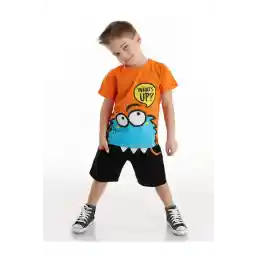 Denokids مجموعة شورت تي شيرت Whatsup Monster Boy