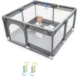 SKY-TOUCH Baby Playpen, Extra Large Playpen for Babies, Kids Safe Play Center for Babies with Breathable Mesh and Zipper Door,and Toddlers Gives Mommy a Break 150×180cm