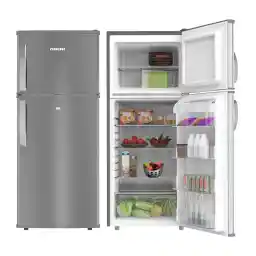 Nikai 280L Gross / 225 Net, Double Door Top Mount Refrigerator, 2 Glass Shelves & Bottle Storage Racks, Power Saving R600A Gas, CFC Free, Silent Operation Best for Home, Office – NRF280DN5S1 Dark Grey