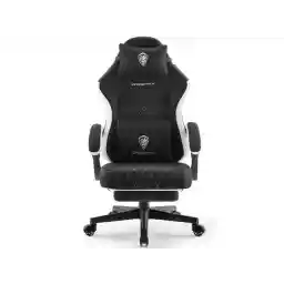 Dowinx Gaming Chair Fabric with Pocket Spring Cushion, High Back Ergonomic Computer Chair with Footrest and Massage Lumbar Support, Ideal for Office Gaming, Supports Up to 300LBS, Black