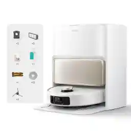 Mova V50 Ultra Complete Robot Vacuum Cleaner with Wiping Function 24,000 Pa, 6 cm Obstacle Overcoming, Liftable Navigation + RGB AI + LED, 80°C Hot Water Wash & 63°C Self-Drying, DuoSolution System