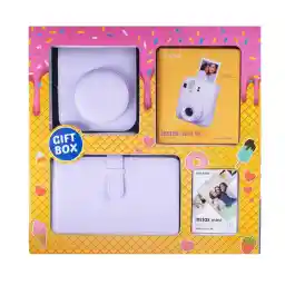 Fujifilm Instax Mini 12 Instant Film Camera Gift Box, (Mini 12 Camera + Camera Cover + Photo Album + Instant Film 10 Pack Mermaid Tail) Lilac Purple