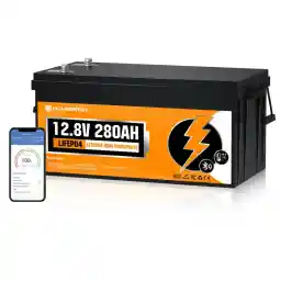 ECO-WORTHY LiFePO4 280Ah Bluetooth, Lithiumbatterij 12 V 280 Ah met BMS Lage Temperatuurbescherming en Max. 15000 cycli, 3584 Wh autobatterij voor camper, boot, zonnepaneel