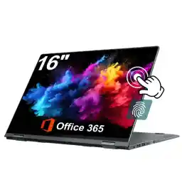 jumper 16 inch Convertible Laptop, 2 in 1 Laptop Computer with FHD 360 Degree Touchscreen, 16GB RAM 640GB Storage, Backlit Keyboard, Fingerprint Reader, 53.2WH, WiFi 6, 1 Year Office 365
