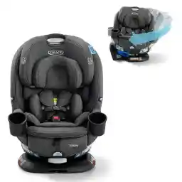 Graco Turn2Me 3-in-1 Rotating Convertible Car Seat, Manchester, Rear-Facing Rotation, Forward-Facing Mode, Highback Booster Up to 100 lbs, Adjustable Headrest & Harness, Steel Reinforced Frame