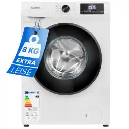 Bomann® Washing Machine 8 kg, Max. 1400 rpm, Robust, Quiet and Durable Inverter Motor, 15 Washing Programmes, LED Display, Washing Machine with Steam Function, WA 7185